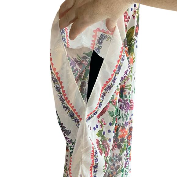 Floral Sheer Kimono Cardigan Boho Open Front Lightweight Cover Up OS - Picture 3 of 4